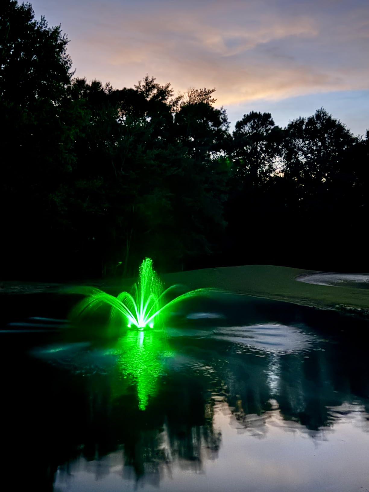 FS01 110V, 1 HP, Large Pond Floating Fountain with LED RGB Lights, Oil Free Pump 13000 GPH with 100’ Cord, Two Spray Patterns Included customer photo 2