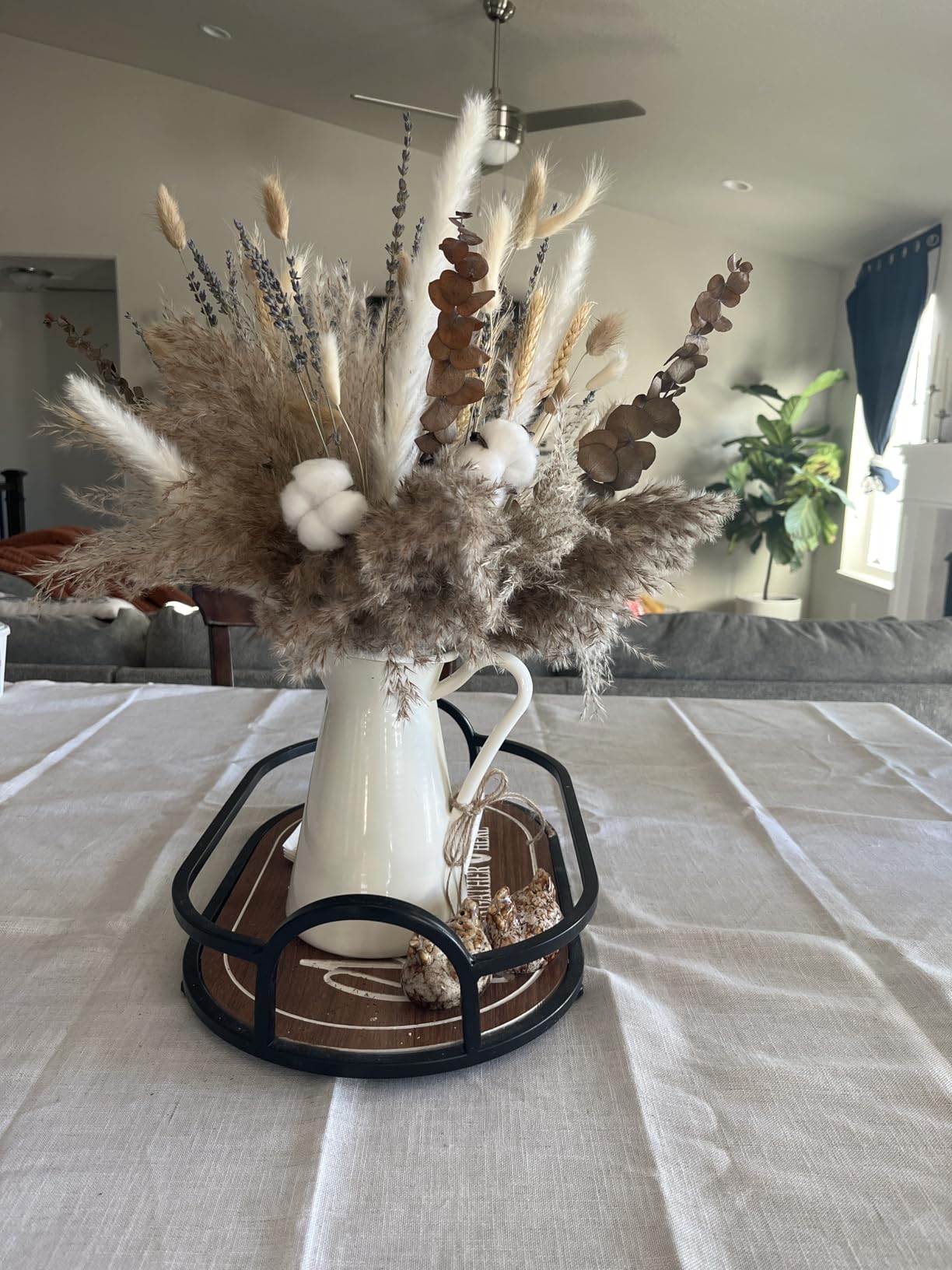 Natural Dried Flower Bouquet - Pampas Grass, Cotton Stems, Bunny Tails, Eucalyptus, Lavender & Wheat - Rustic Boho Decor for Home, Fall Decorations for Home, Wedding, or Gift customer photo 1