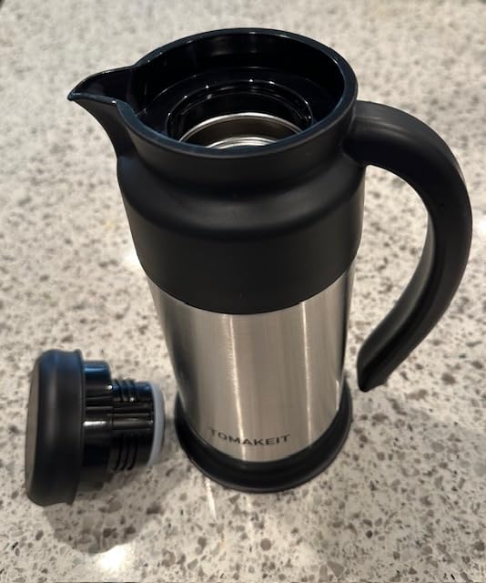 Creamer Pitcher for Coffee, 1L/34 Oz Thermal Coffee Carafe, Stainless Steel Coffee Carafes for Keeping Hot and Cold, Double-Wall Design, 12-Hour Hot & Cold, Leak-Proof, Portable for Travel, Camping, Office customer photo 1