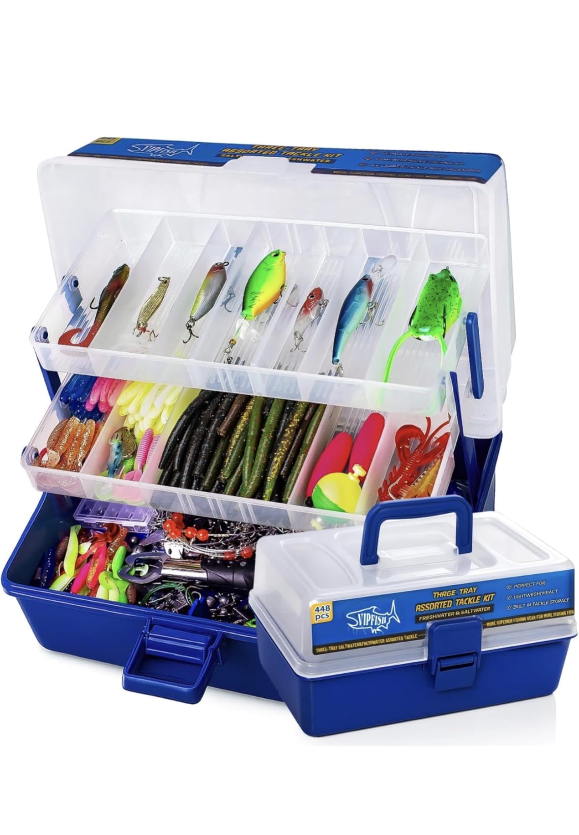 Large 3-Layer Fishing Tackle Box Lures with Tackle Included 448 Pcs customer photo 2