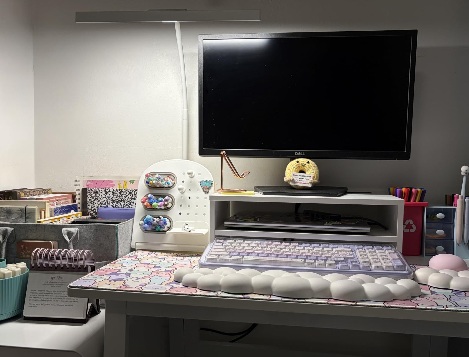 LED Desk Lamp for Home Office with Base, Eye-Caring Desk Light 12W, White customer photo 2