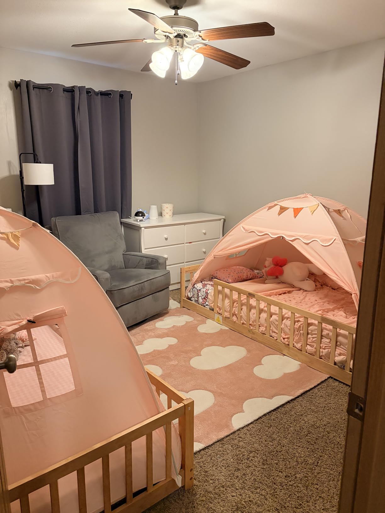 Sumbababy Twin Bed Tent for Kids, Toddler Bed Canopy Indoor Tent for Boys Girls with Star Lights & Flags, Queen Size Kids Tents for Inside Bedroom (Golden Beige) customer photo 2
