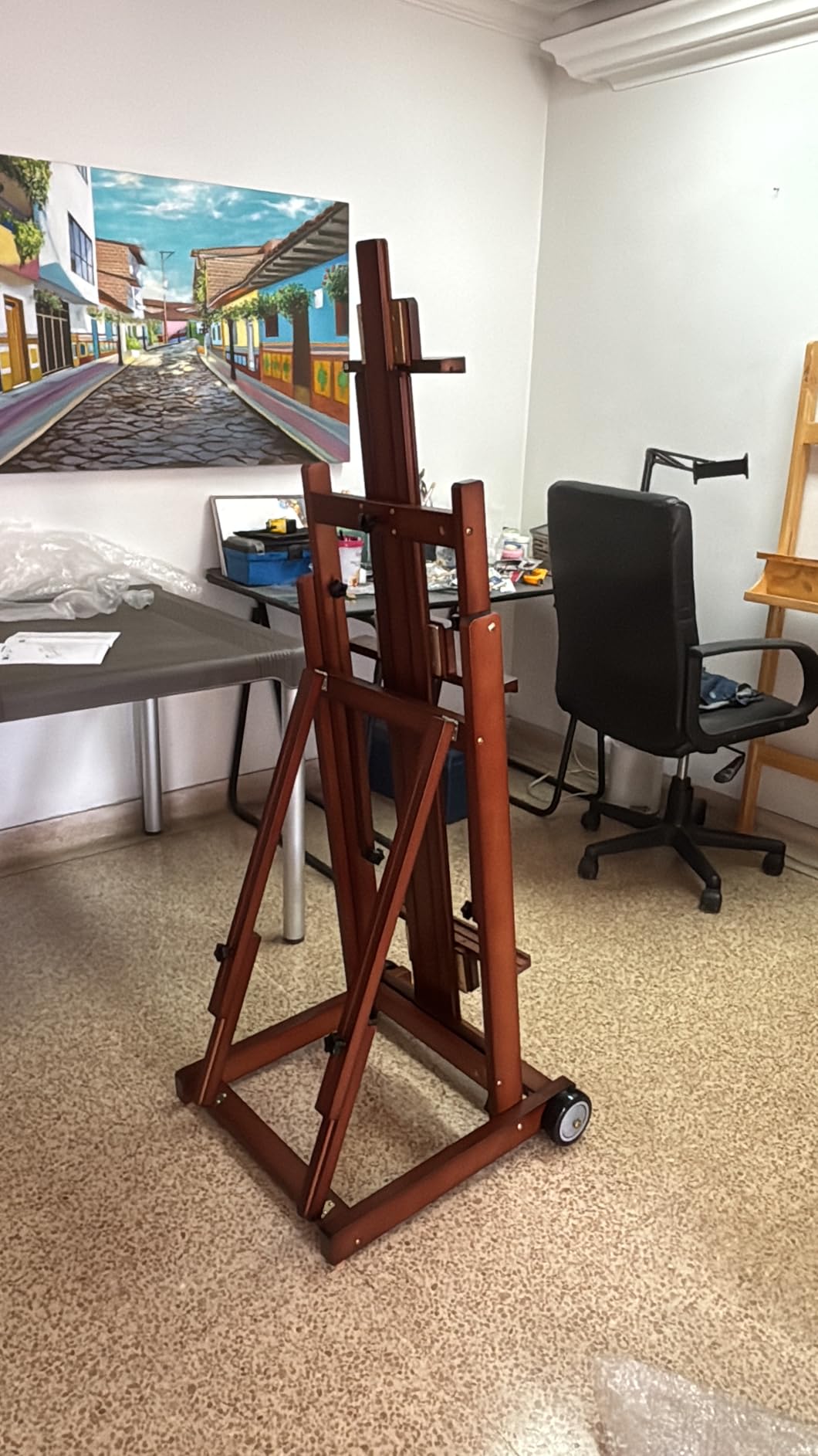 DJAR Large H-Frame Painting Easel for Adults, Solid Beech Wood, Natural customer photo 1