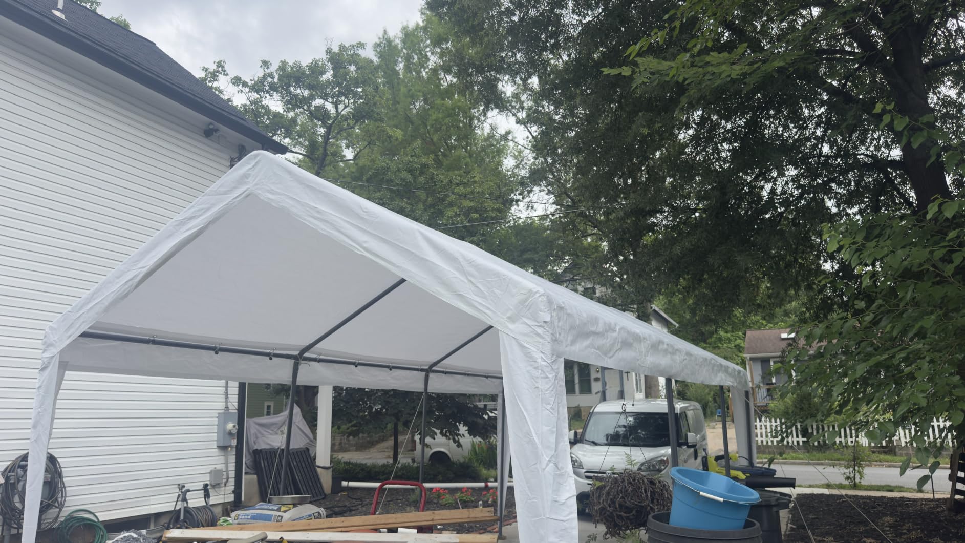 VEVOR Heavy Duty Metal Carport, 13' x 26' Outdoor Carport with Galvanized Steel Frame & Roof, Car Tent Garage Shade with Removable Sidewalls, Multi-Use Car Shelter for Pickup, Boat, Car & Tractors customer photo 2