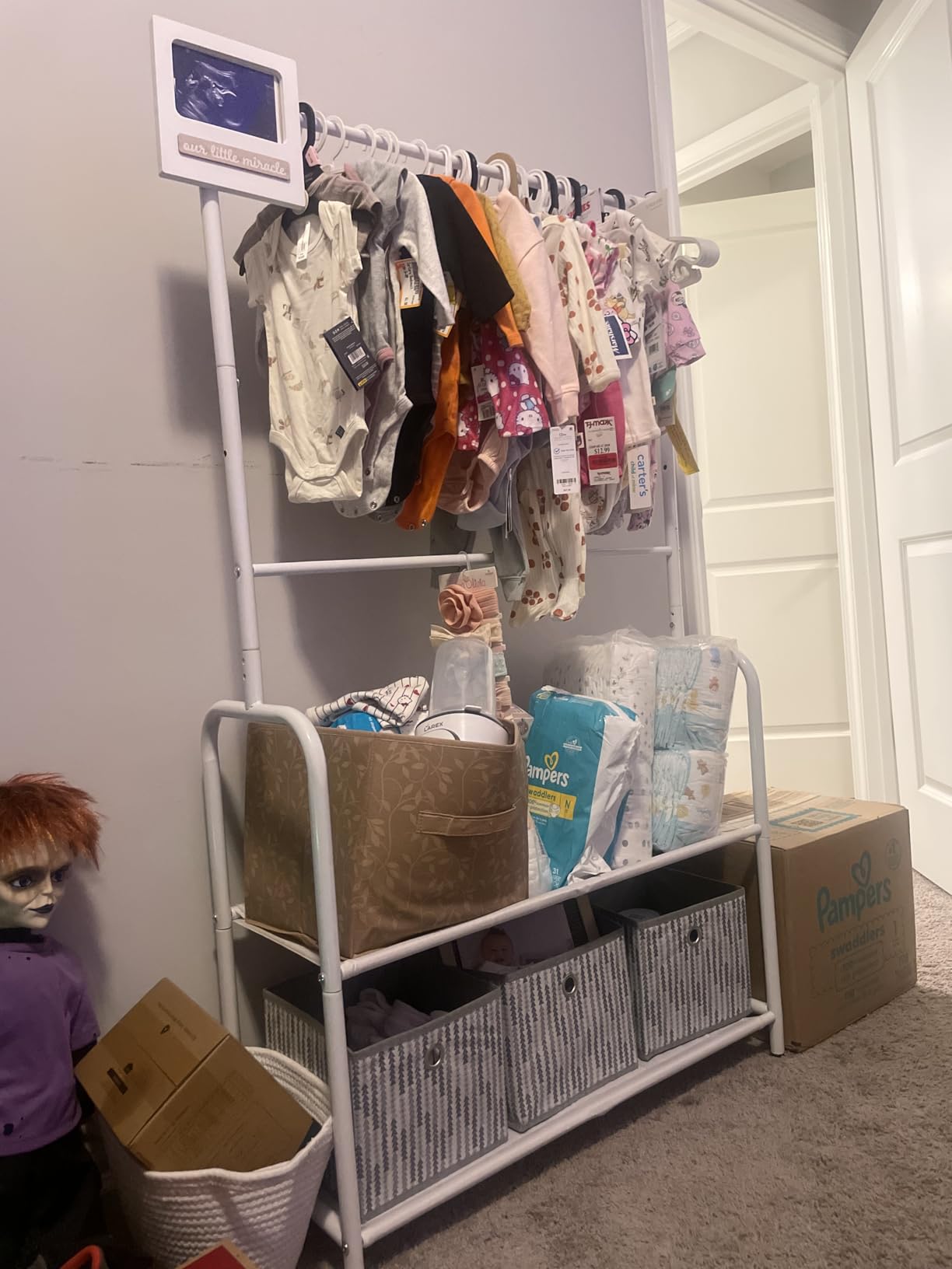 Kids Clothing Rack 2 Tier Baby Closet Toddler Dress up Racks White customer photo 1