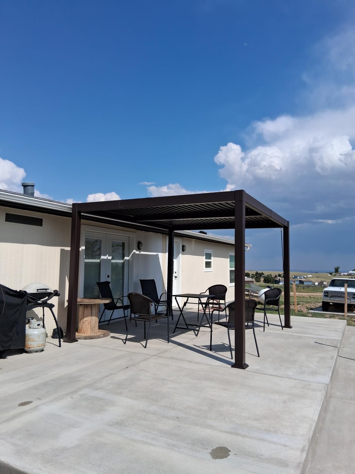 PURPLE LEAF Patio Louvered Pergola 13' x 20' Retractable Shade Cover Bronze customer photo 2