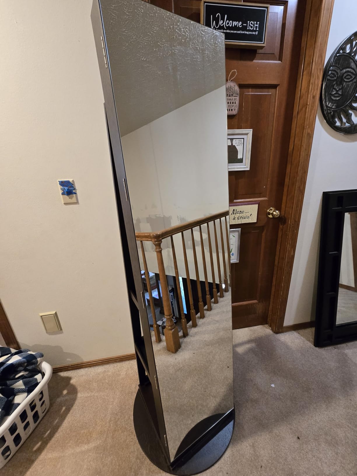 CHARMAID Swivel Jewelry Armoire with Full Length Mirror, Pink customer photo 2