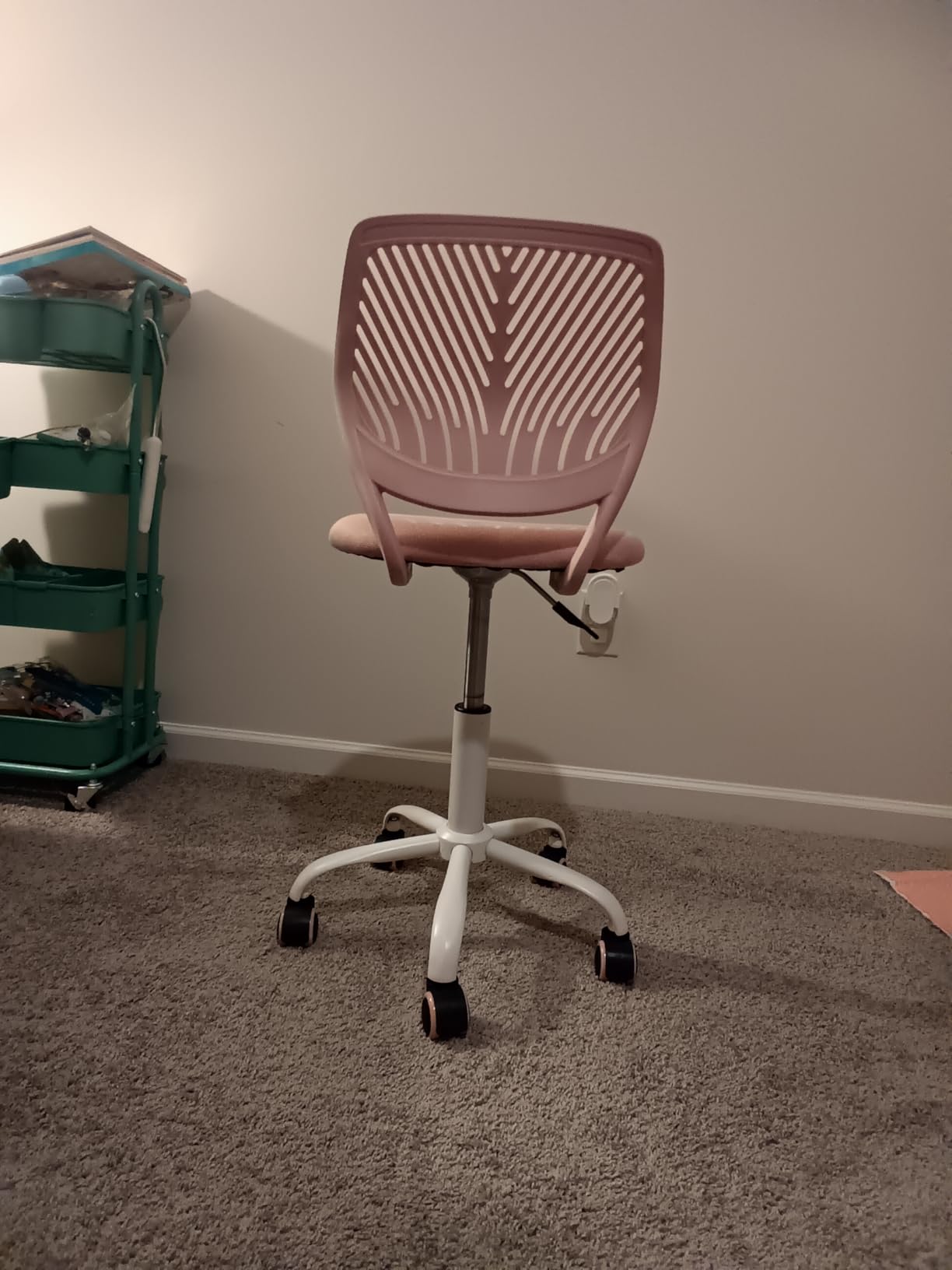 Armless Home Office Desk Chair, Colorful Task Chair with Soft Mesh Padded Cushion, Height Adjustable Swivel Study Computer Chair for for Girls Boys Teens (Pink Ⅰ, 1PC) customer photo 1