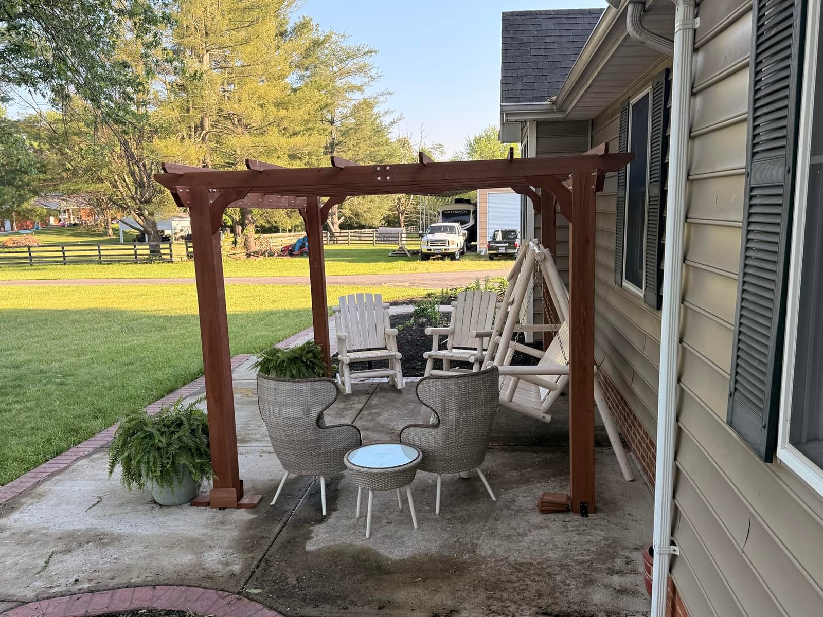 BlueWish 10' x 12' Patio Pergola, Cedar Wood Pergolas with Solid Structure, Pergola Kits, Outdoor Pergolas and Gazebos with Slatted Trellis Roof for Deck Backyard Grill Party Garden customer photo 1