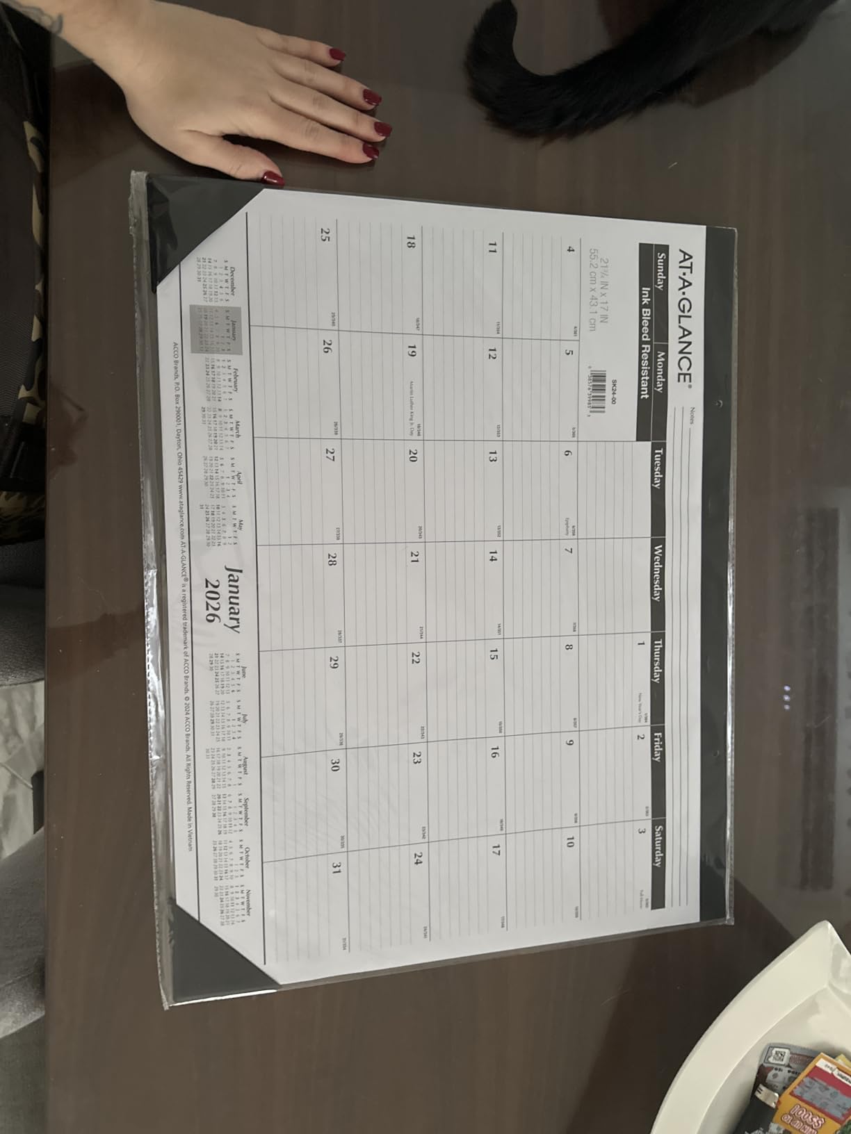 AT-A-GLANCE 2026 Desk Calendar, Monthly, Desk Pad, 21-3/4