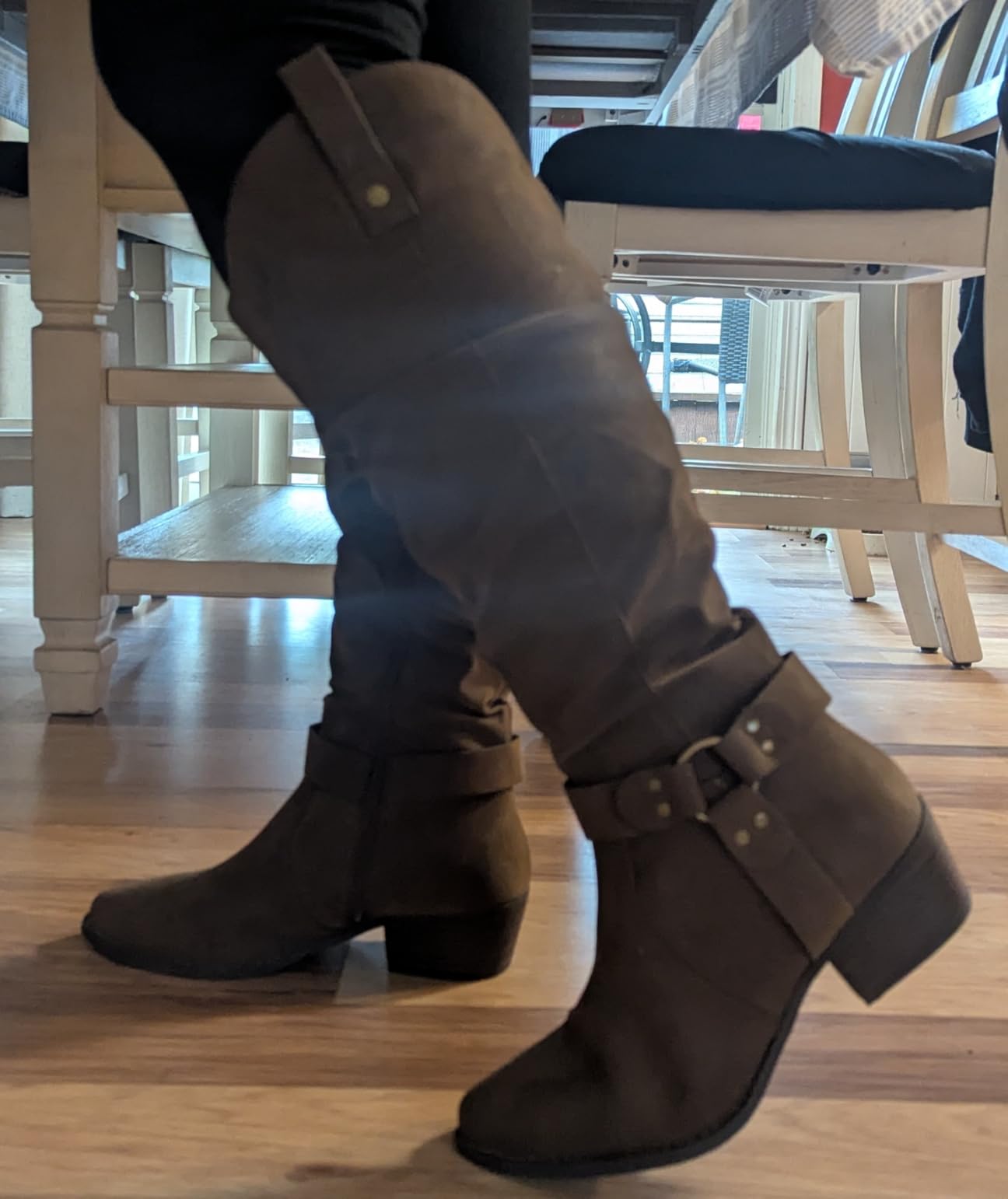 Luoika Women's Extra Wide Calf Low Heel Knee-High Boots customer photo 2