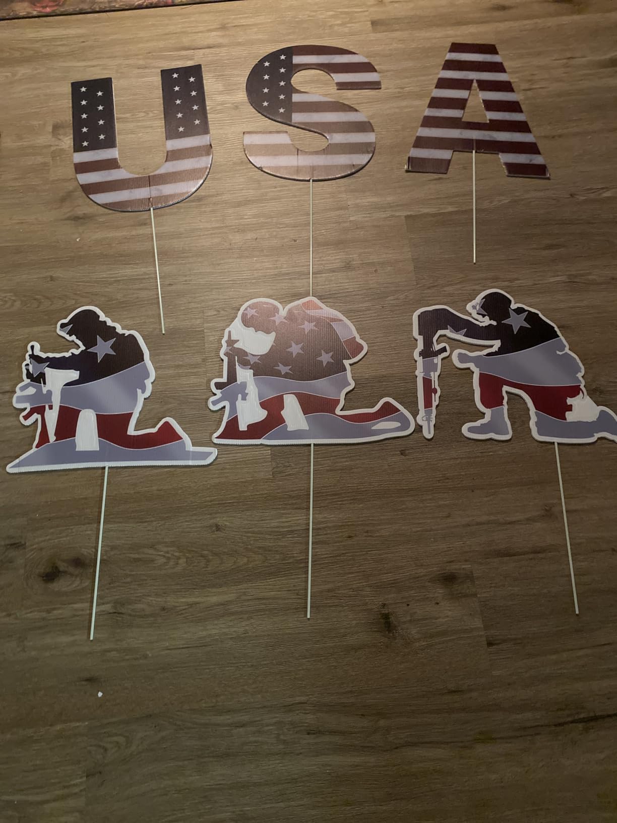 6 Pcs 4th of July Yard Signs Decorations, Independence Day Soldiers and USA Letter Lawn Patio Sign, Memorial Day Decoration Patriotic Lawn Sign with 12 Stakes for Home Garden Pathway Decor customer photo 2