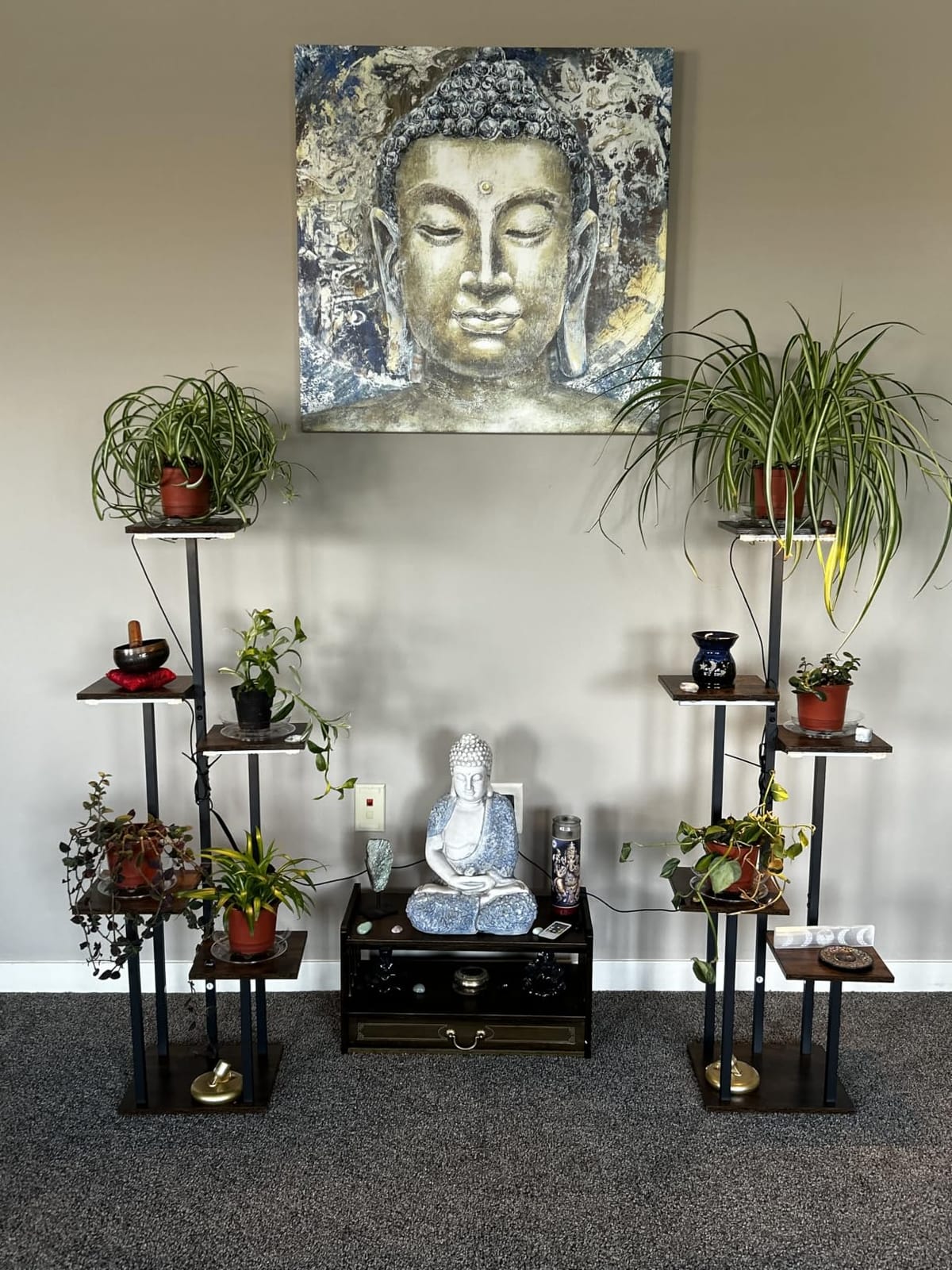 Low 3-Tier Meditation Table with Drawer, Bamboo Altar Tables, Puja Desks, Tatami Desk, 27.2