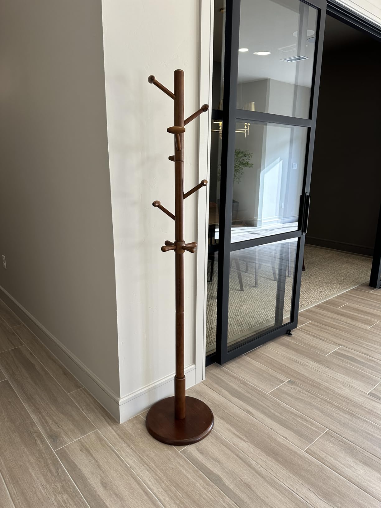 Taitiy Solid Wooden Coat Rack Stand Freestanding Hall Tree with 10 Hooks | 3 Height Options for Coats, Hats, Handbags, and Scarves, Space Saving Design for Entryway, Office, Bedroom Rubberwood customer photo 1