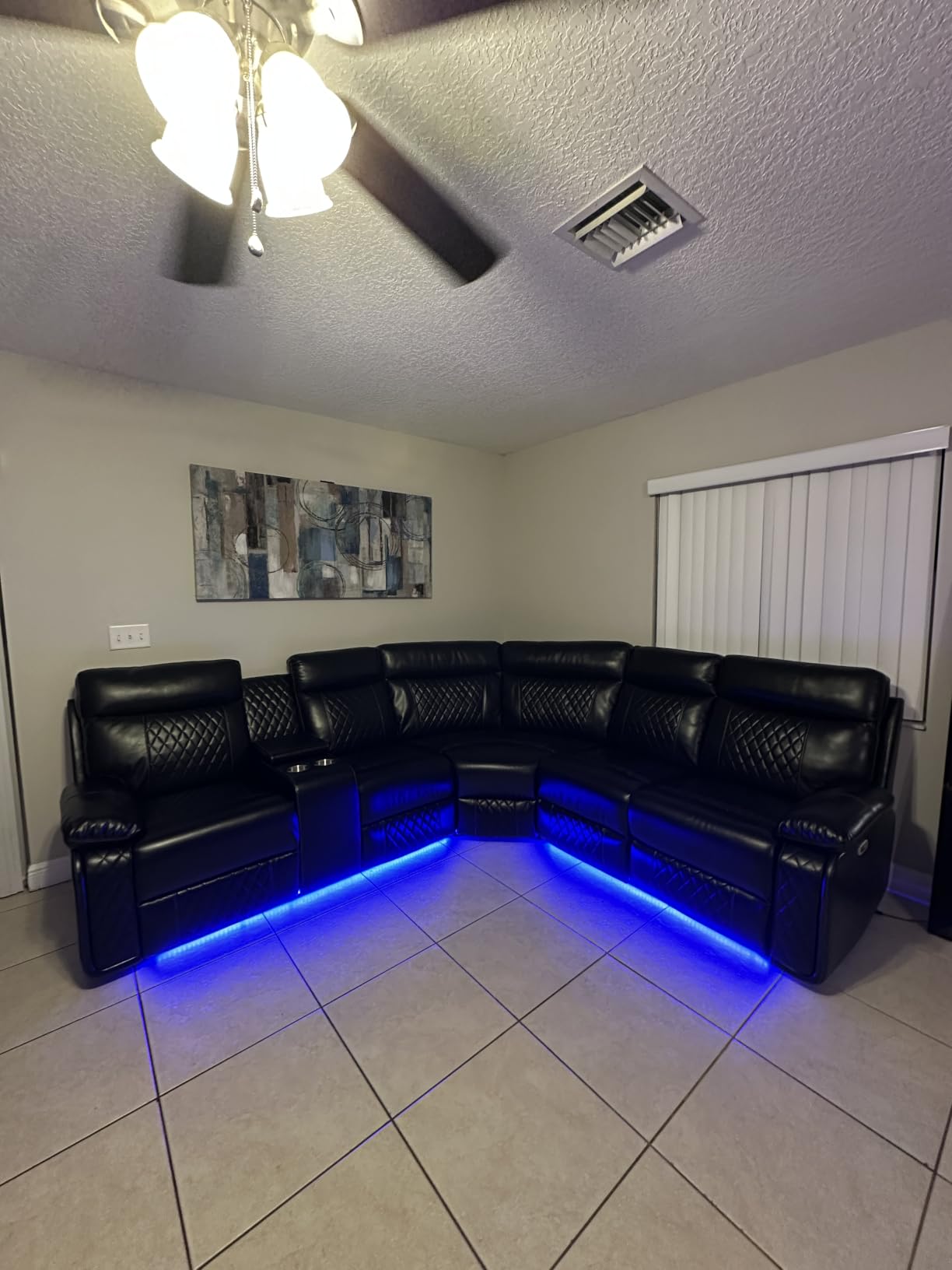 Breathing Leather Reclining Sofa Set,Power Recliner Sectional Couch with LED Light,Modern Living Room Furniture Set,Reclining Sectional Couch Set with USB Port/Storage for Home/Home Theater customer photo 1