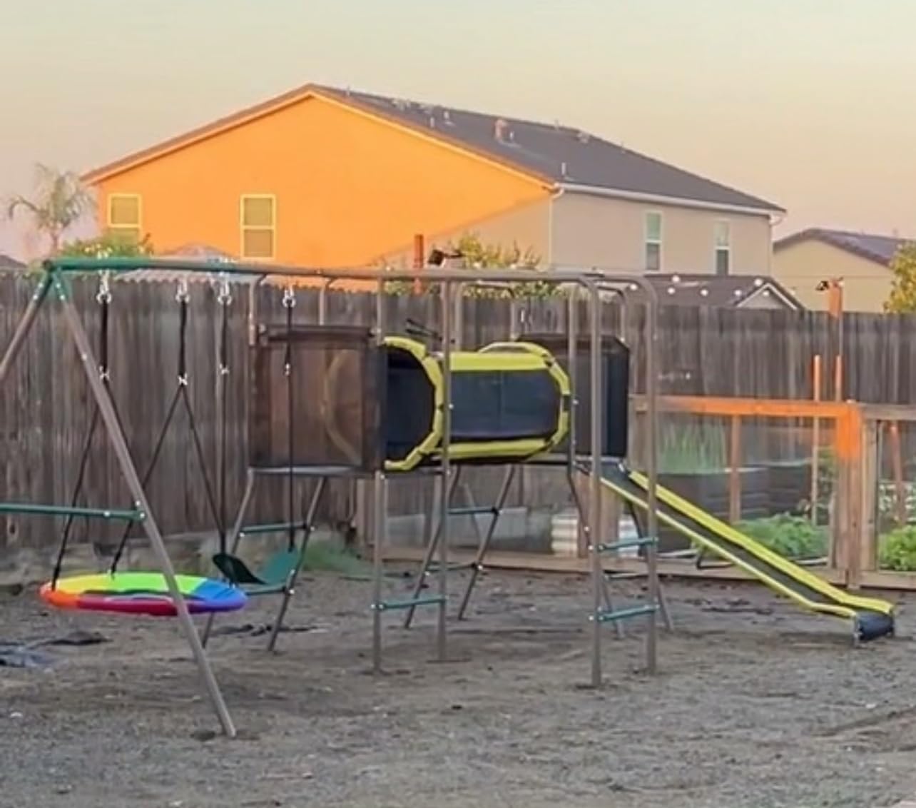 Hapfan Swing Set with Slide,Crawl Tunnel and Monkey Bars for Backyard | 5 in 1 Jungle Gym Outdoor : Saucer Swing + Belt Swing + Slide + Tunnel+ Monkey Bar,Galvanized Pipe, ASTM | CPSC Compliant customer photo 1