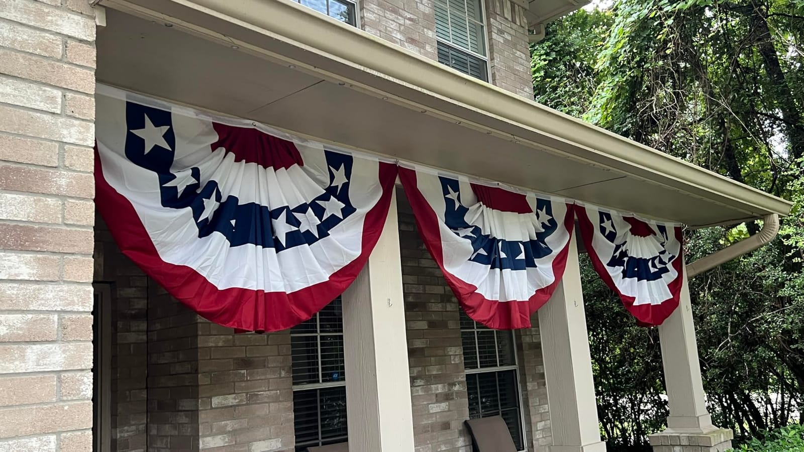 4 Pack Large USA Patriotic Pleated Fan Flag Set - 3x6 Ft American Bunting Flags with Sewn Stripes, Brass Grommets - Memorial Day Independence Day 4th of July Outdoor Decorations customer photo 2