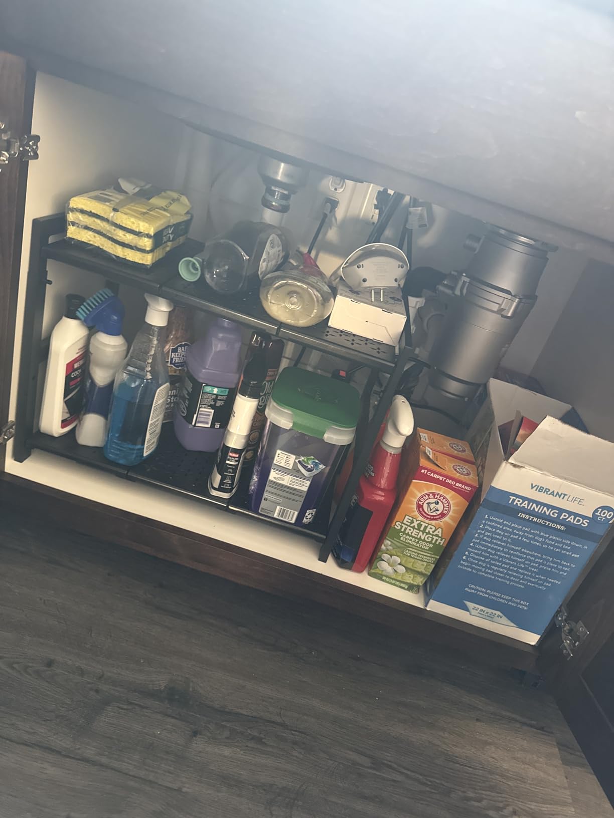 Under Sink Organizer and Storage 16.5-30.7 Inches Expandable Length, Adjustable Height Max 16.7 Inches Under Sink Shelf 2 Tier with Removable ABS Panels Metal Frame for Bathroom Kitchen Pantry Cabinet Pot Pan customer photo 1
