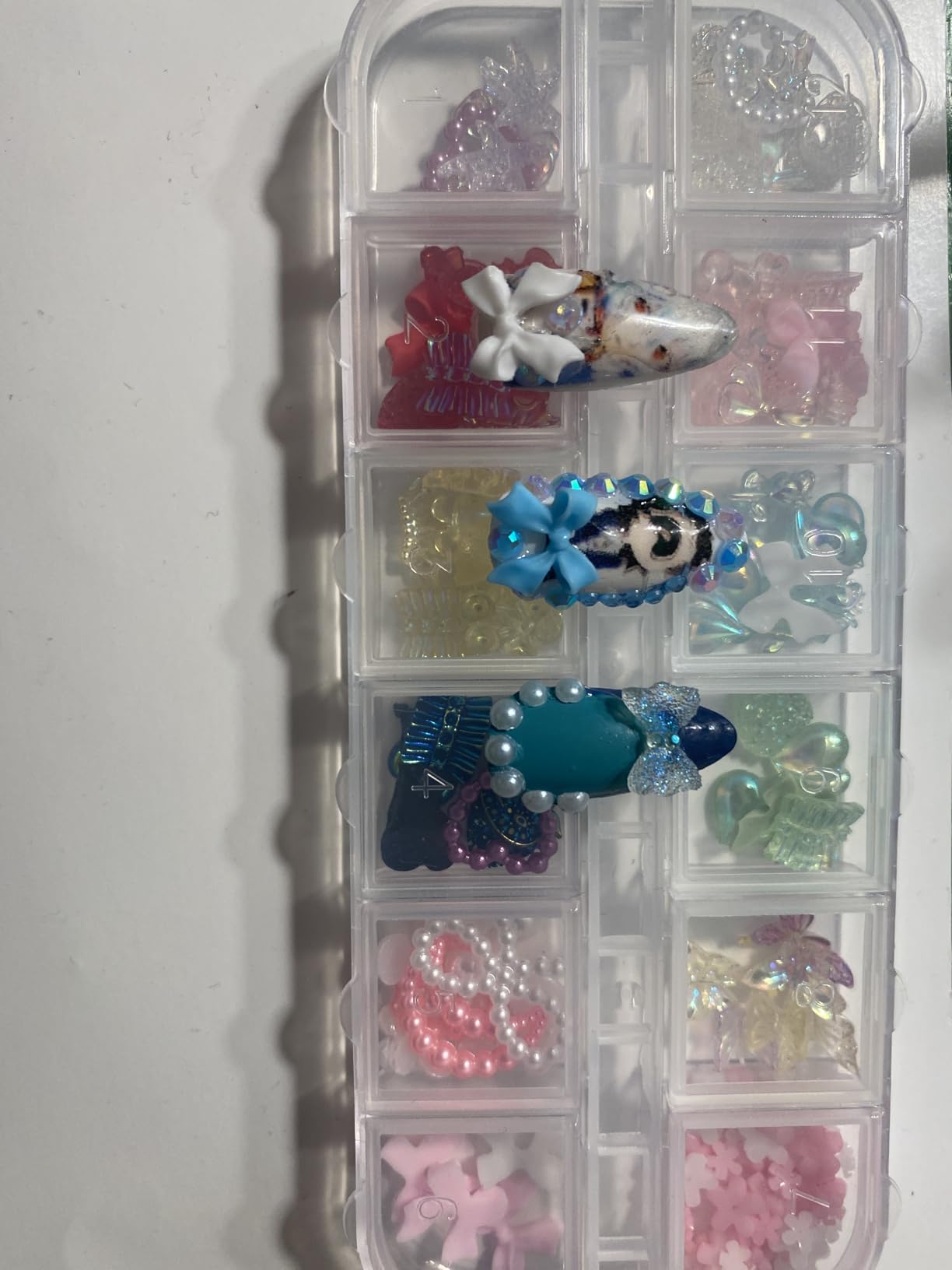 FANDAMEI Nail Charms, Nail Rhinestones Kit with 8 Boxes of Nail Gems, Bedazzling Kit for Nails, Colorful Clear Flatback Rhinestones, Charms Y2K for Nails, Multi Shape Nail Art Accessories for Crafts customer photo 2