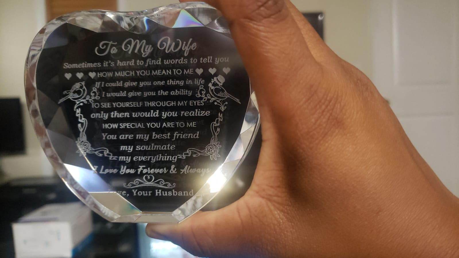 YWHL Gifts for Son Inspirational Birthday Gifts for Son Adult from Mom Dad | Sentimental Heart Crystal Son Gifts with Colorful LED Base, Meaningful Gift for Grown Sons on Graduation Valentine Christmas customer photo 2