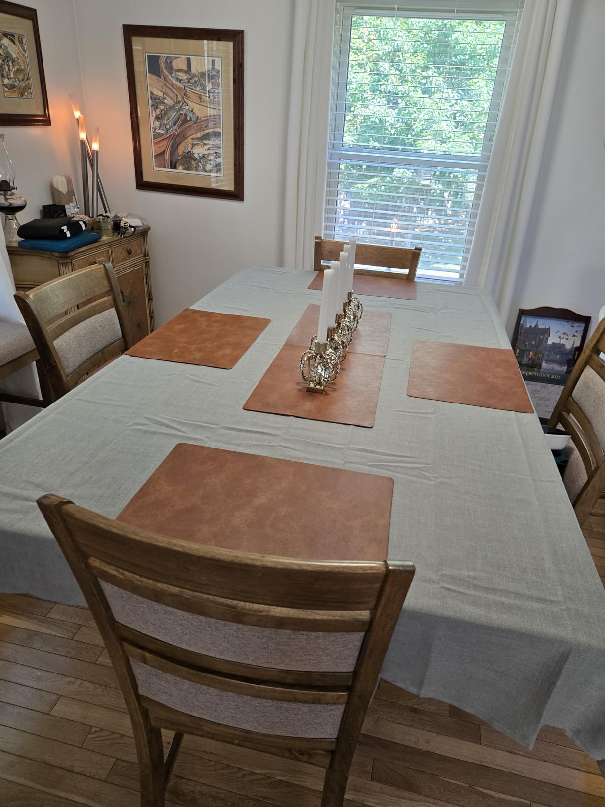 H.VERSAILTEX Linen Table Cloths Rectangle 60 x 120 Inch Premium Tablecloth Spill-Proof Waterproof Table Cover for Dining Buffet Feature Extra Soft and Thick Fabric Wrinkle Free, Natural customer photo 2