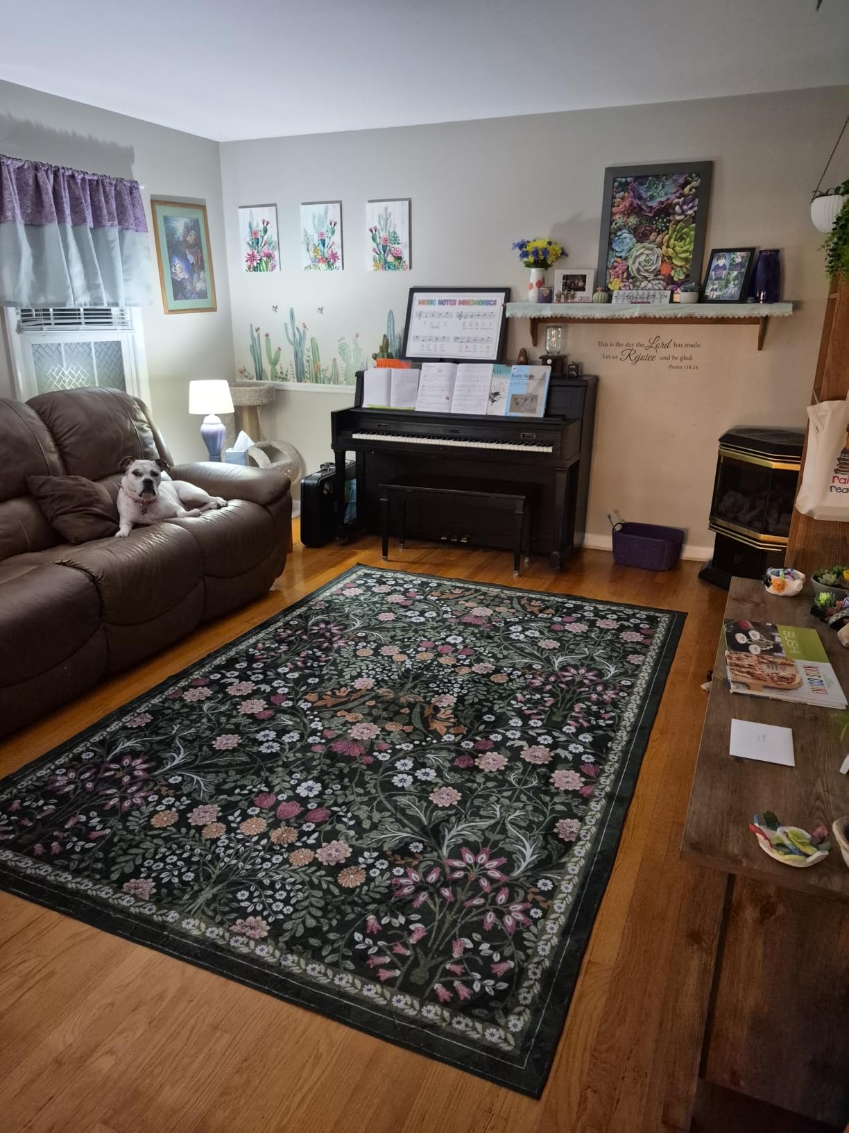 PLHXFR 8x10 Area Rug Living Room: Floral Washable Boho Carpet Dark Green customer photo 1