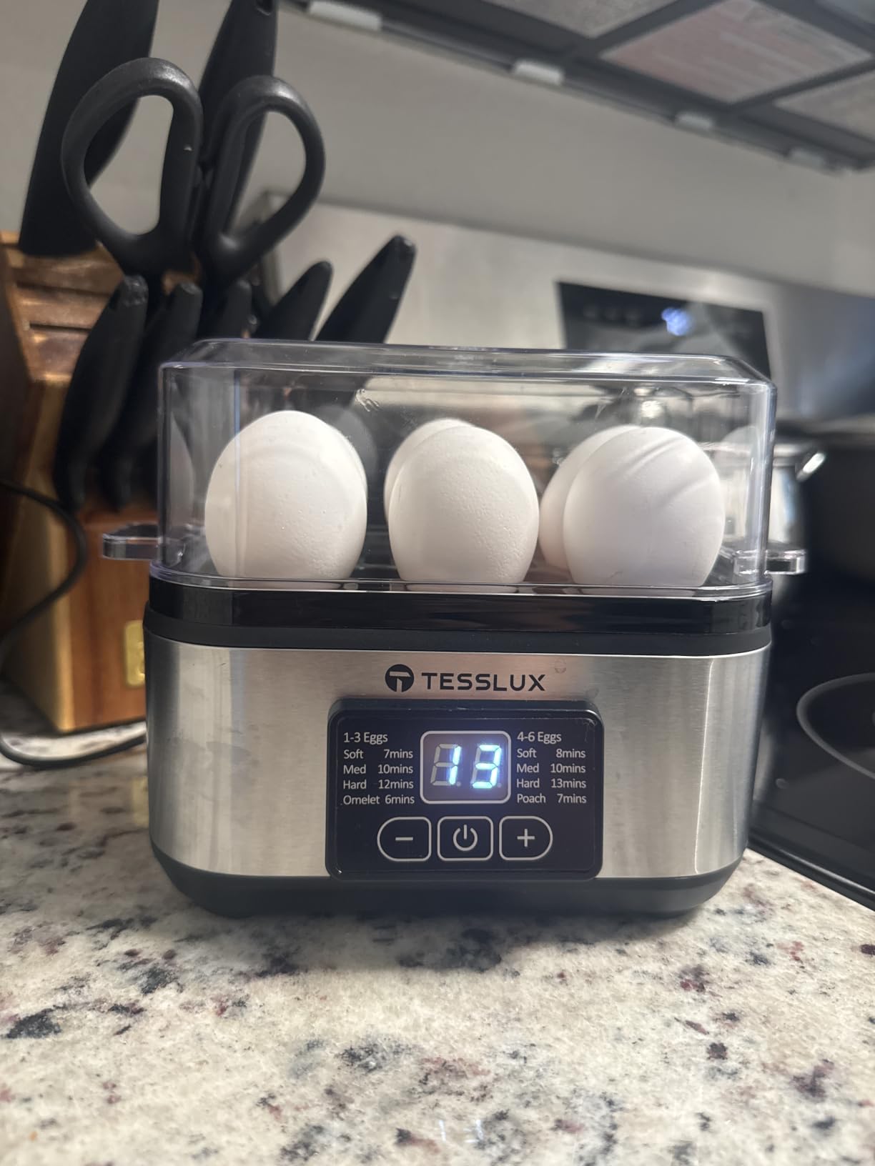 Tesslux Electric Egg Cooker, 6-Egg Boiler for Hard, Soft, Poached, Silver customer photo 1