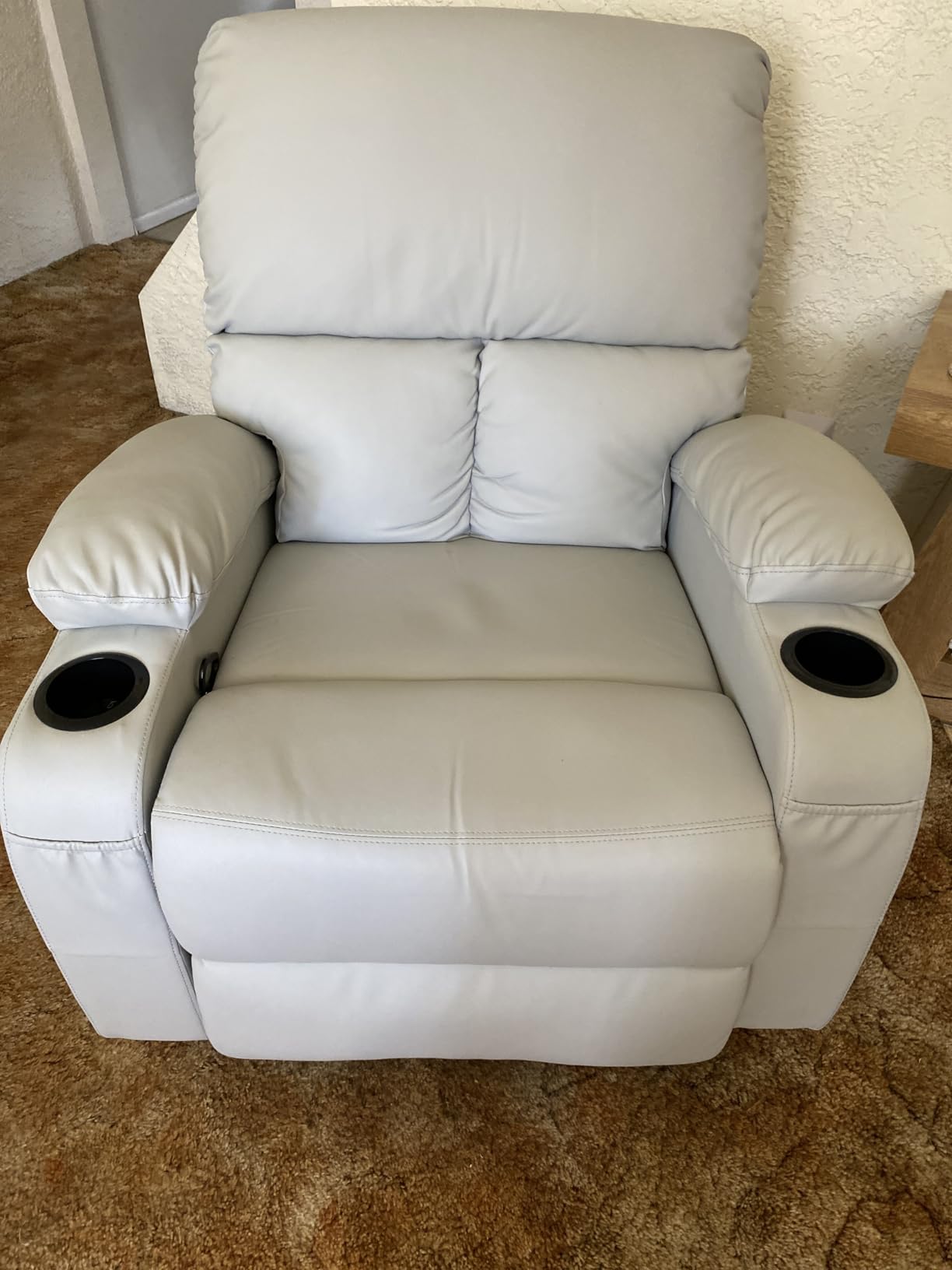 LAFWELL Rocking Recliner Chair, Massage Rocker Recliner Chair with Vibration Massage and Heat, USB and Type-C Ports,360° Swivel Faux Leather Chairs, Living Room, Bedroom, Nursery, RV, Black customer photo 2