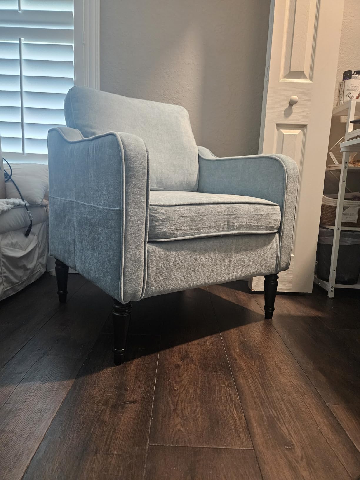Accent Chair for Living Room, Mid Century Modern Reading Chair for Bedroom, Upholstered Armchair with Side Pockets, Comfy Single Sofa Side Chair for Office, Apartment, Small Room, Teal Green customer photo 1