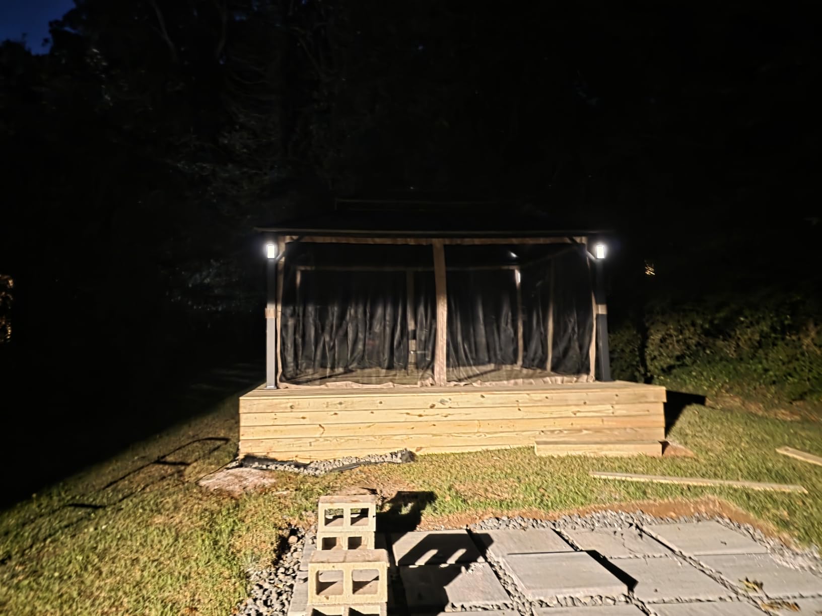 Modern Shade Hardtop Gazebo 8x8 with Privacy Curtains for Backyard, Black customer photo 1