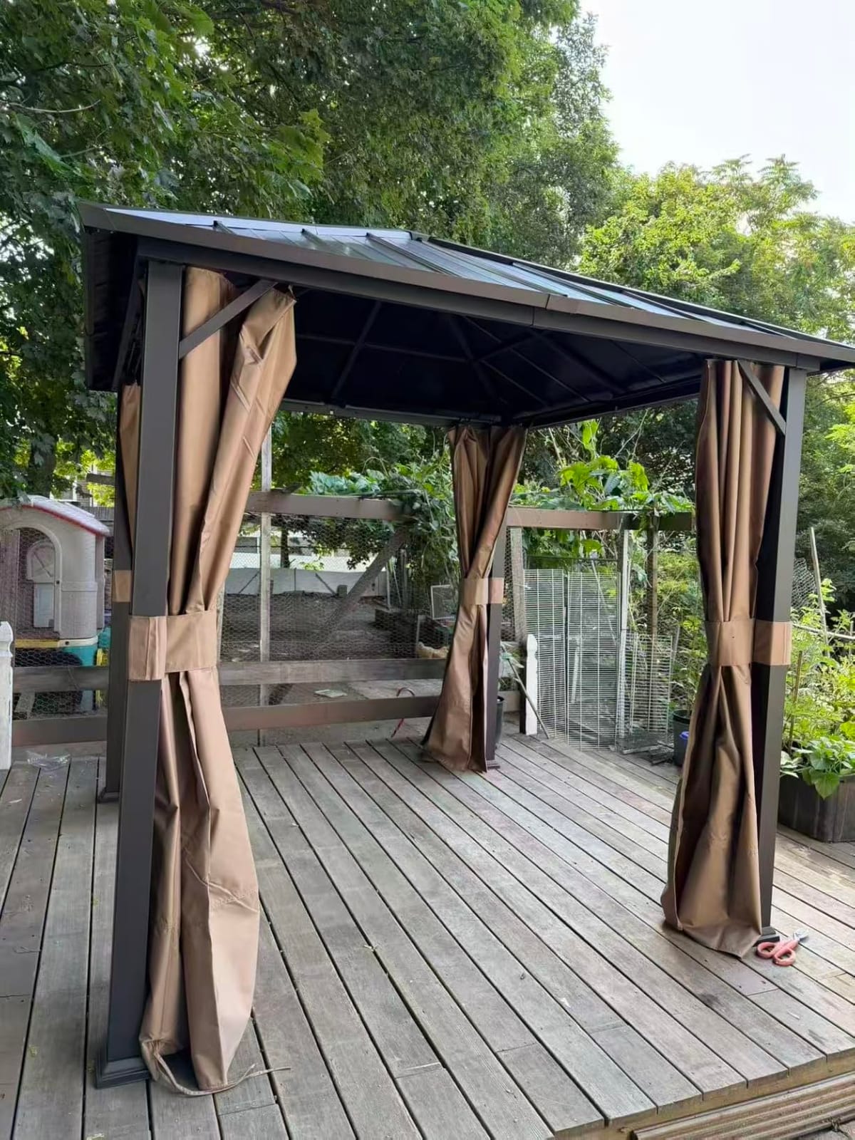Modern Shade Hardtop Gazebo 8x8 with Privacy Curtains for Backyard, Black customer photo 2