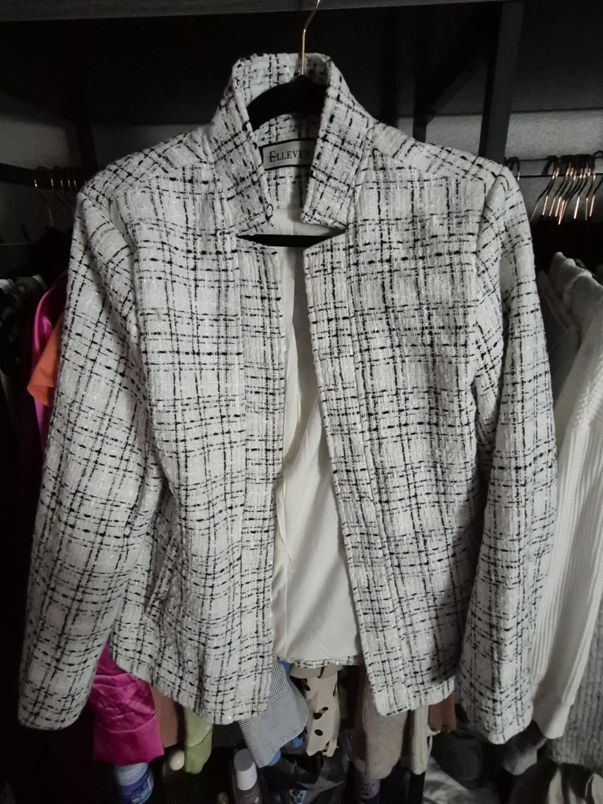 ELLEVEN Womens' Tweed Open Front Blazer customer photo 1