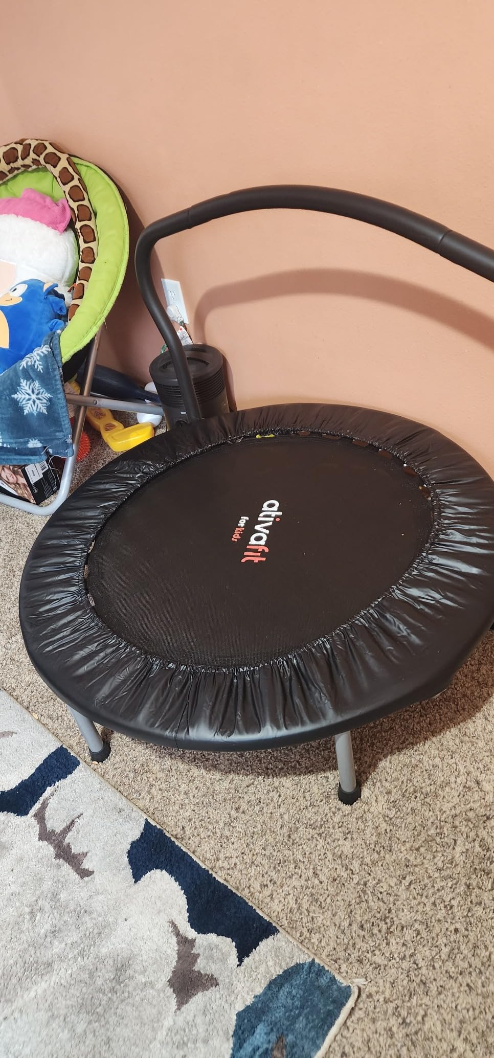 Ativafit 36inch Elastic Band Big Handle Toddler Trampoline for Kids Ages 2-6 Indoor Outdoor Mini Trampoline with Safety Padded Cover Fun for Kids customer photo 1