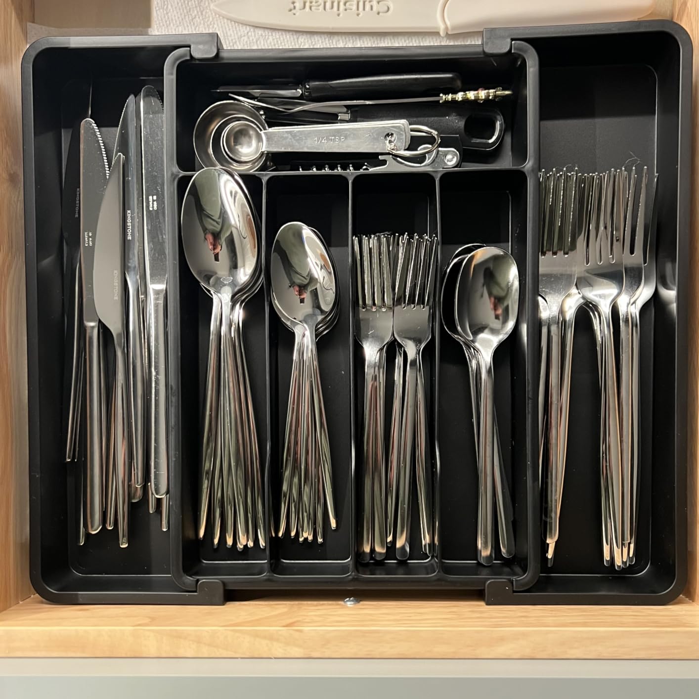 Lifewit Expandable Silverware Drawer Organizer, Kitchen Utensil Tray | BPA-free Plastic Flatware Cutlery Holder, Space-Saving Storage for Spoons Forks Knives, 8.5-14 x 12 x 1.5