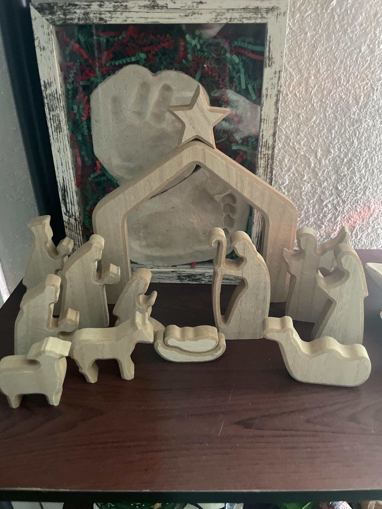 NEROSUN Nativity Scene Set, 13Pcs Wooden Christmas Nativity Scene Miniature Holy Family Figurines, Minimalism Boho Tabletop Christmas Manger Decorations for Christan Indoor Home Mantel Display | Christmas Decorations, Holy Family Figurines, Minimalism Boho, Table Manger Decor, Christian Indoor Home Mantel Display customer photo 1