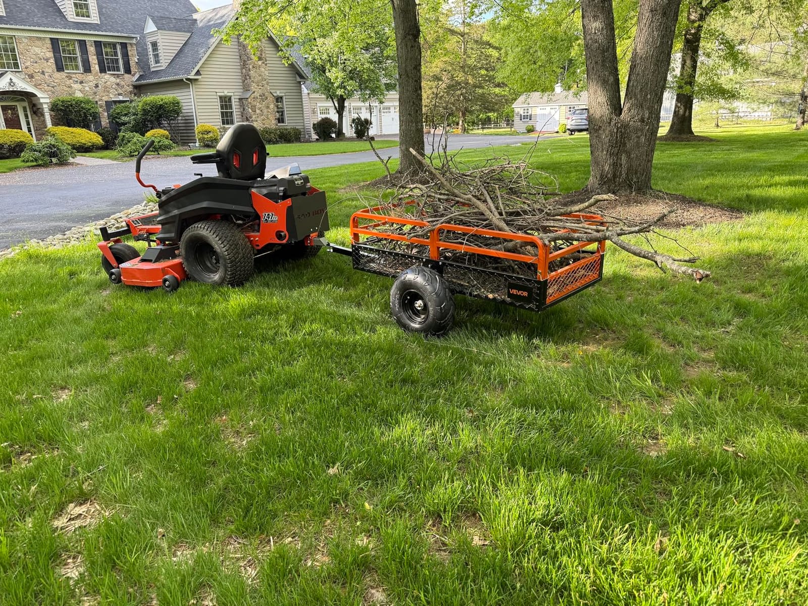 VEVOR Heavy Duty ATV Trailer Tow Behind Dump Cart, 17 Cu.Ft. 600lbs Capacity, Pull Behind Steel Yard Wagon Dump Trailer for Tractor Lawn Mower Garden with 16in Tires customer photo 2
