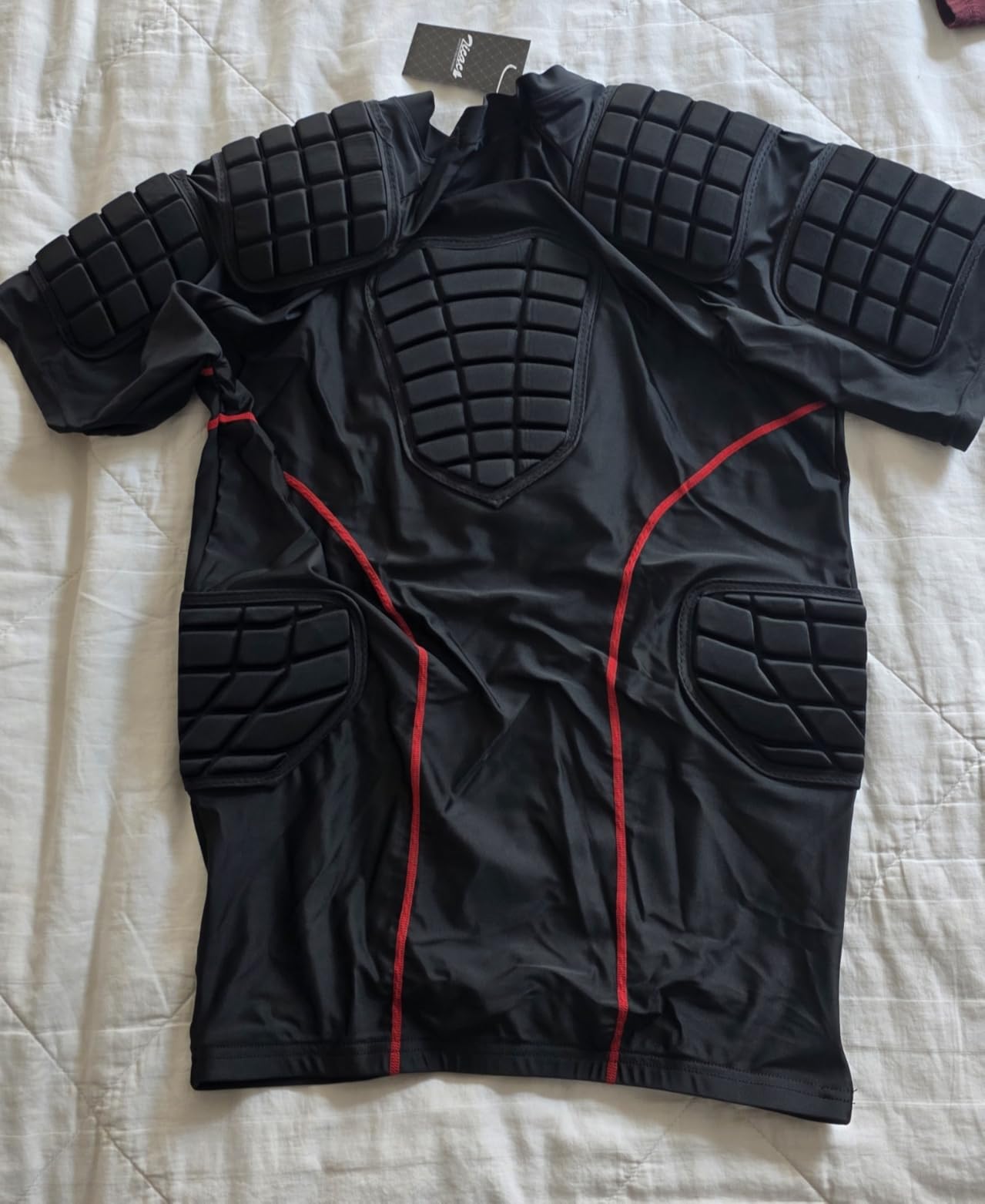 Zicac Padded Compression Shirt 8-Pads Football Rib Protectors Padded Shirt Chest Protective Gear Sports Rash Guards for Football Rugby Baseball customer photo 2