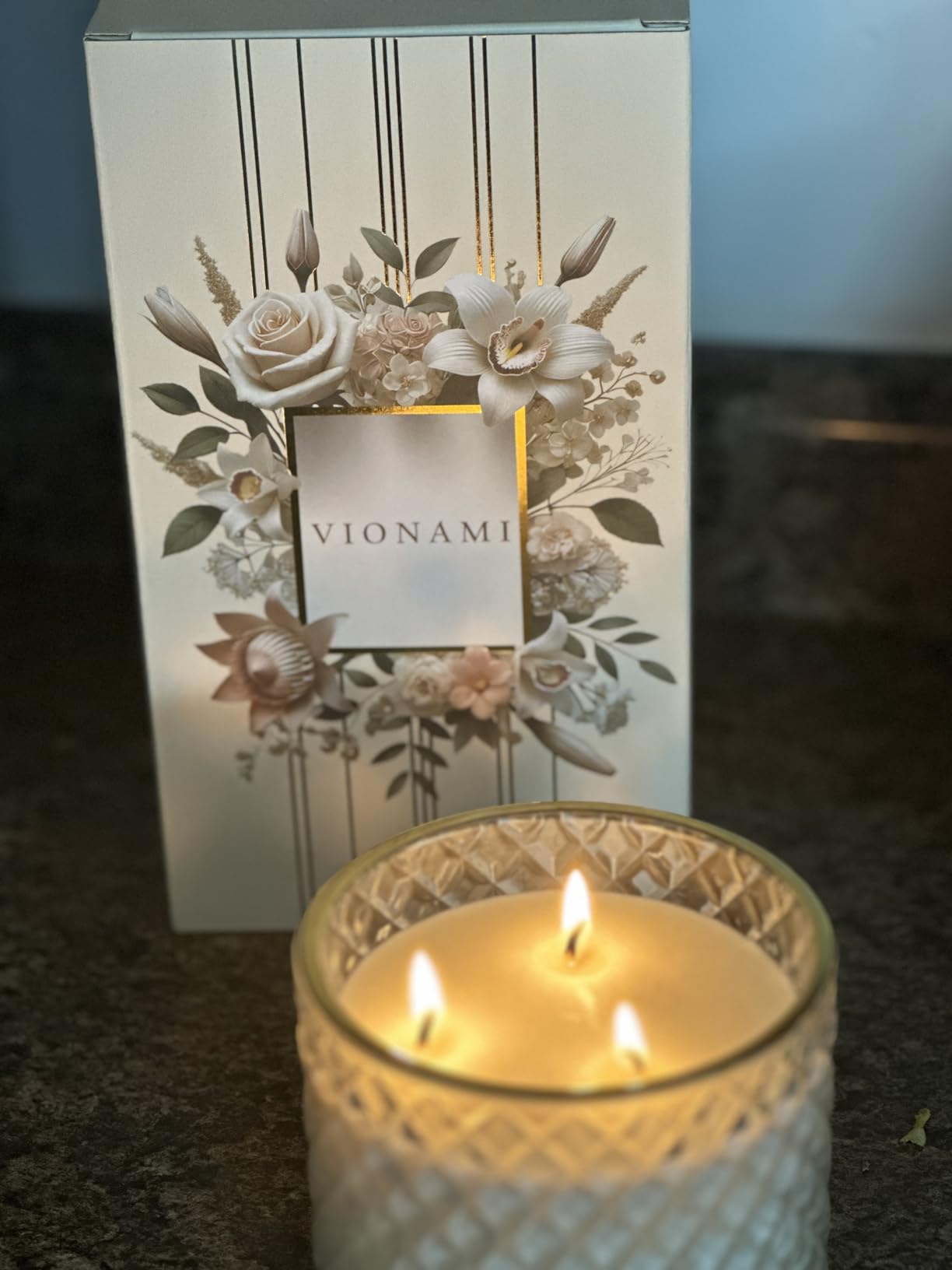 VIONAMI Ghost Orchid Rare Flower Fragrance Luxury Scented Candle Gift | Decorative Soy Candles Birthday Gifts for Women, Elegant Glass Jar, 14.8oz, 80Hr Long Lasting Burn, Luxury Candles for Women customer photo 2