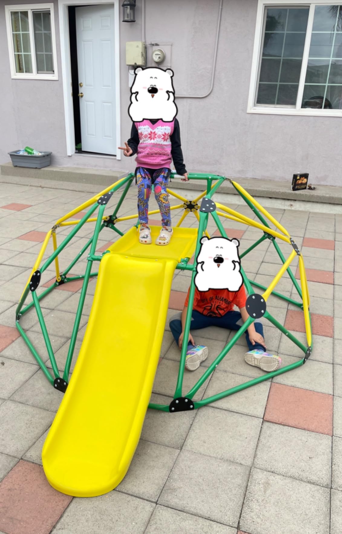 Olakids Climbing Dome with Slide, Kids Outdoor Jungle Gym Geometric Dome Climber, Steel Frame, 8FT Climb Structure Backyard Playground Center Equipment for Toddlers customer photo 2