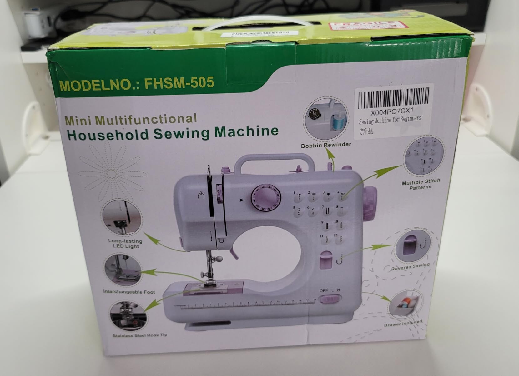 Sewing Machine for Beginners, Portable Mini Small Sewing Machine with 50 Pcs Fabric and 32 Pcs Sewing Threads Kit, 12 Built-in Stitches 2 Speed with Foot Pedal customer photo 2