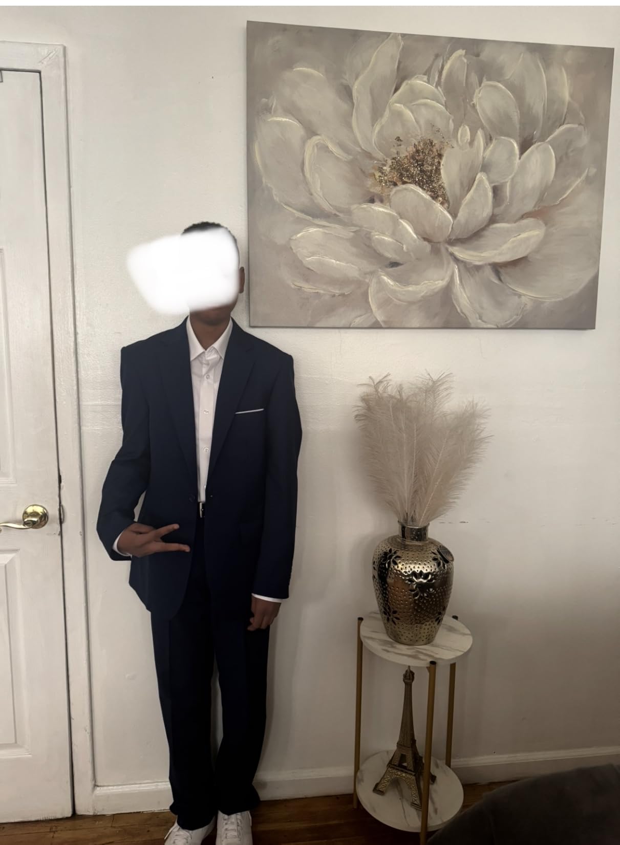 LUPURTY Men's 3 Piece Suit, One Button Slim Fit Tuxedo customer photo 2
