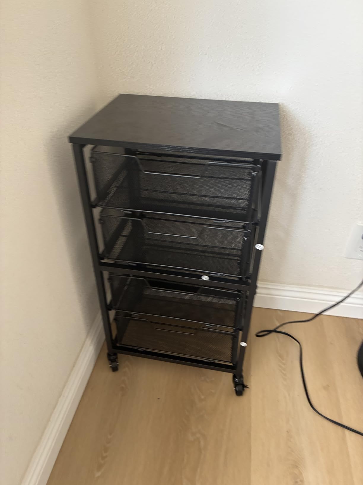 Rolling Cart with Drawers, 4-Drawer Storage Cart on Wheels with Wooden Top, Metal Utility Cart with Storage Drawers, Craft Storage Art Cart for Classroom, Office, Kitchen, Bedroom,Patent Pending customer photo 1