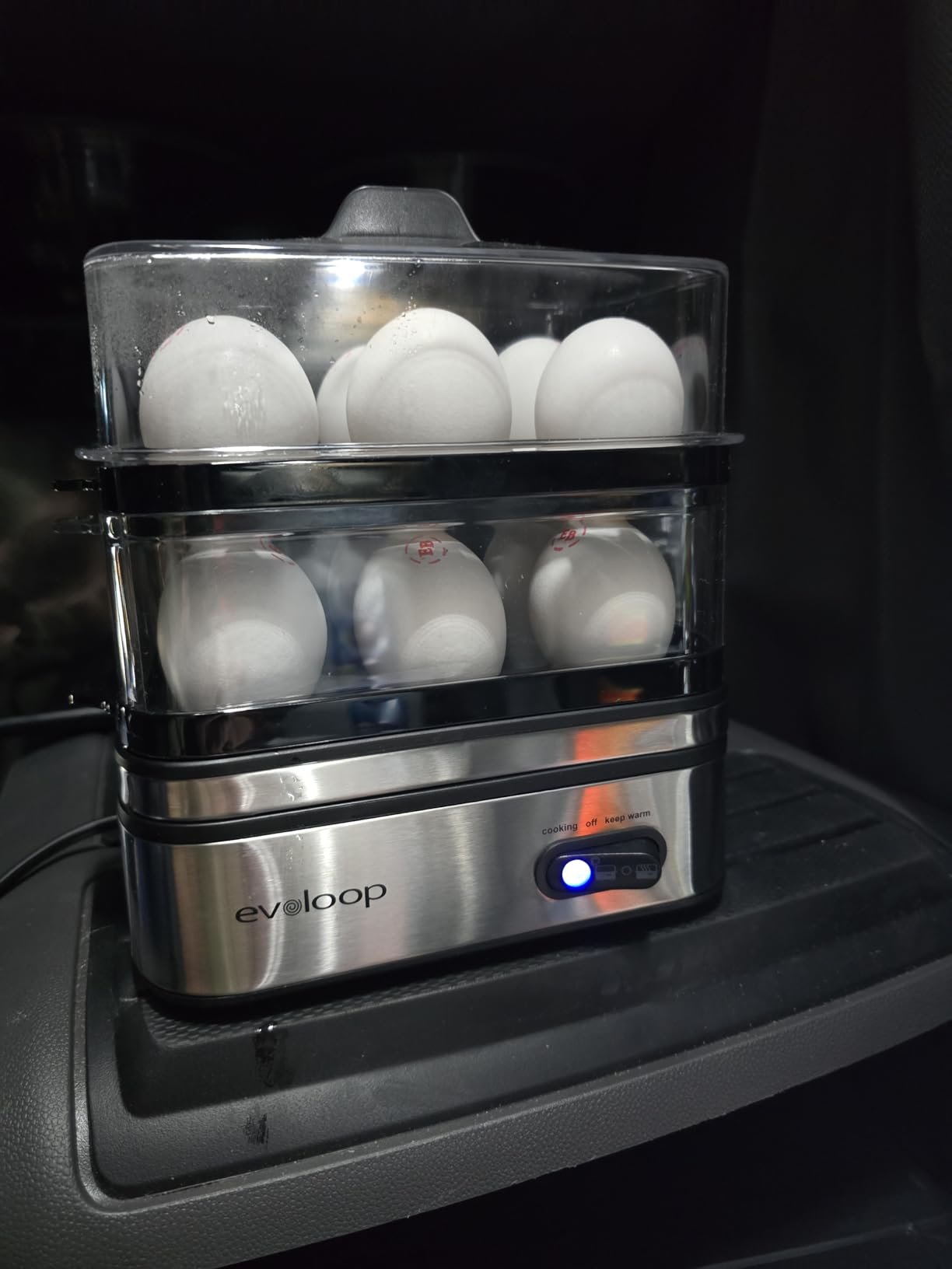 Evoloop Rapid Egg Cooker Electric 12 Eggs Capacity, Soft, Medium, Hard Boiled, Poached, Omelet Maker Egg Poacher & Vegetable Steamer, BPA Free Tray customer photo 1