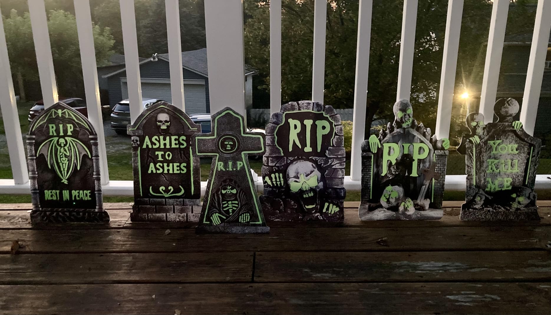 Halloween Decorations Outdoor Tombstone Yard Sign with Stakes 6PCS Glow in the Dark Waterproof Graveyard Tombstones Scary Zombie Theme Halloween Outdoor Decor for Family Home Front Yard Lawn Garden customer photo 2