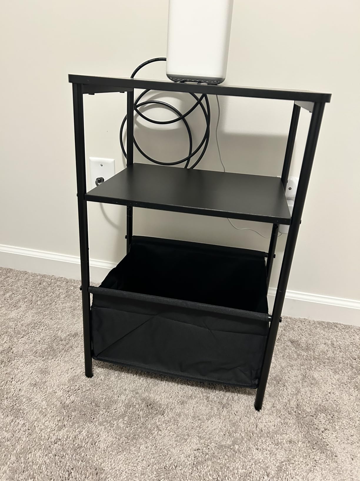 MISSLO Toddler Nightstand with Storage Basket Kids Night Stand with Large Tabletop Nursery Side Table for Living Room Easy Assembly Small End Tables for Small Spaces Toddler Bedroom Decor, White customer photo 1