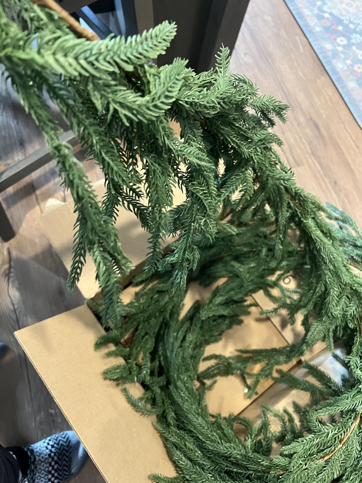 CLEANGOR 2Pcs 6FT Norfolk Pine Garlands for Christmas Decorations Indoor customer photo 1