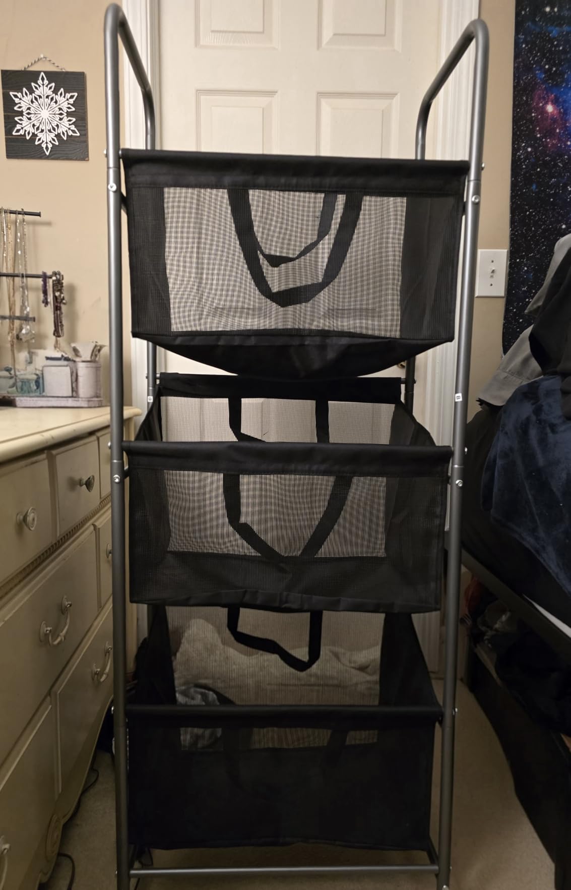 STO STO 3-Tier Vertical Rolling Laundry Hamper, Removable Bags, Black Mesh customer photo 2