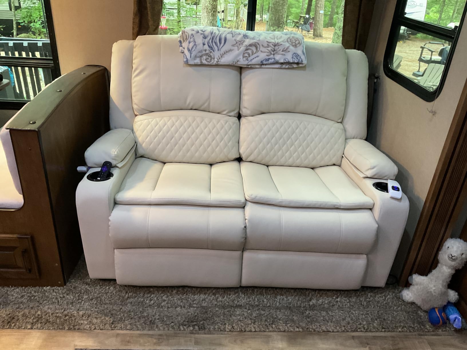 3 Seater Reclining Sofa, Recliner Sofa with Liftable Console (Pu, Brown) customer photo 1