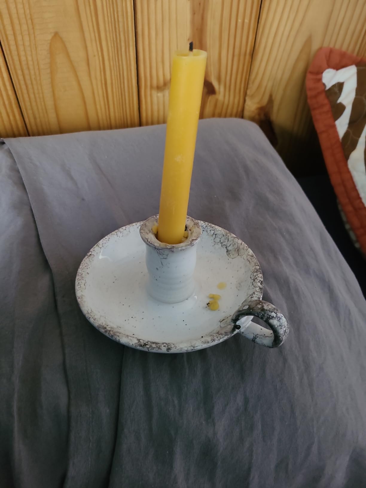 Candlestick Holder, Vintage Ceramic Candle Holder for Taper Candles, Spell Candles, and Incense, Farmhouse Candlelight Stand with Handle for Home, Dining Table, Halloween, Christmas Decor customer photo 2