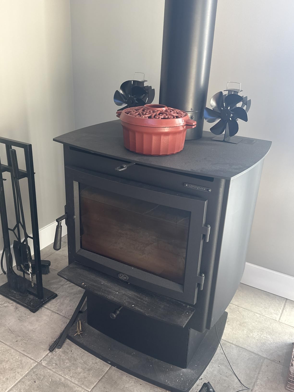 Wood Stove Fan Heat Powered, 6-Blade Fireplace Fan with Thermometer, Non Electric Heat Activated Stove Top Fan for Wood Burning Stove, Pellet Stove&Portable Heaters, Black customer photo 1